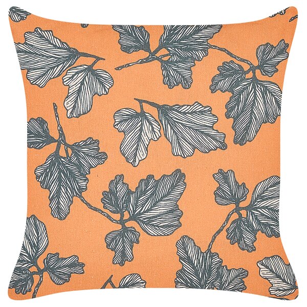Sada 2 dekorativních polštářů SPIREA 45 x 45 cm Oranžová Černá Rostlinný vzor