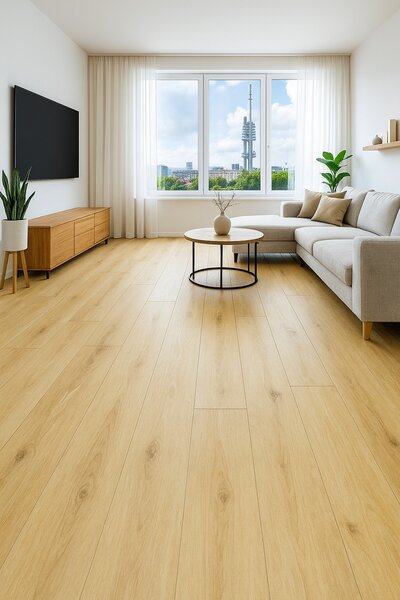 Beauflor, PVC podlaha - lino Texalino Supreme 216M Stamford Oak - dub, na míru, šíře 2m,5m, žlutá, filc, chodba / předsíň