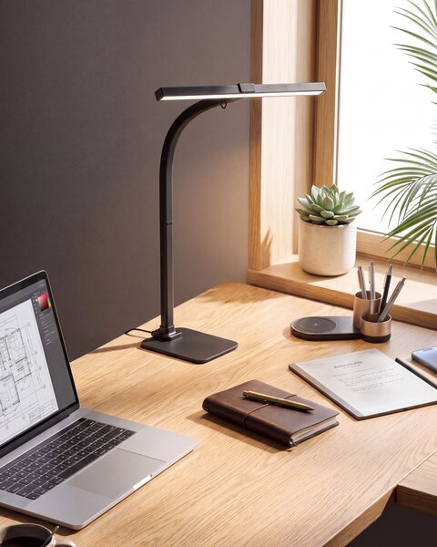 LED stolní lampa KOURIS se senzorem pohybu Kov Černá