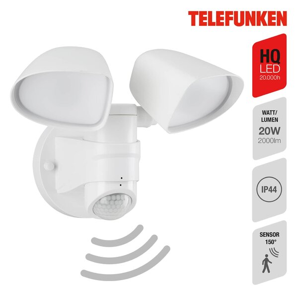 TF 304606TF TELEFUNKEN LED venkovní svítidlo 25,8 cm 2x10W 1000lm bílé - BRILONER