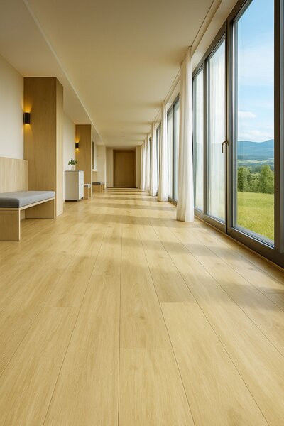 Beauflor, PVC podlaha - lino Texalino Supreme 216M Stamford Oak - dub, na míru, šíře 2m,5m, žlutá, filc, chodba / předsíň