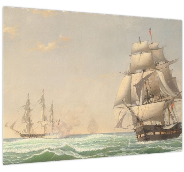 Obraz - Fitz Henry Lane, The United States Frigate President Engaging the British Squadron, reprodukce (70x50 cm)