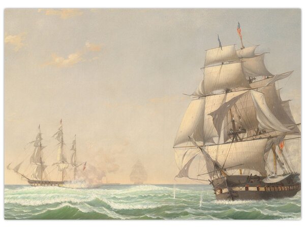 Obraz - Fitz Henry Lane, The United States Frigate President Engaging the British Squadron, reprodukce (70x50 cm)