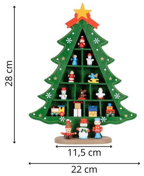 Dřevěný vánoční stromeček zelený 28 cm