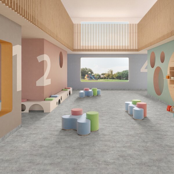 Gerflor, PVC podlaha - lino AladinTex Ultra 2225 Rough l. grey, na míru, šíře 4m, šedá, filc, chodba / předsíň