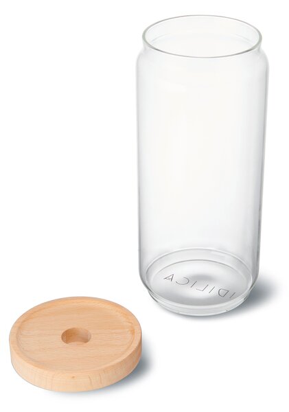 Dóza na potraviny KitchenCraft Idilica s víkem z bukového dřeva, 1000 ml IDGLSSTORMED