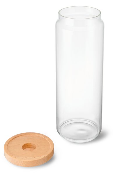 Dóza na potraviny KitchenCraft Idilica s víkem z bukového dřeva, 1300 ml IDGLSSTORLRG