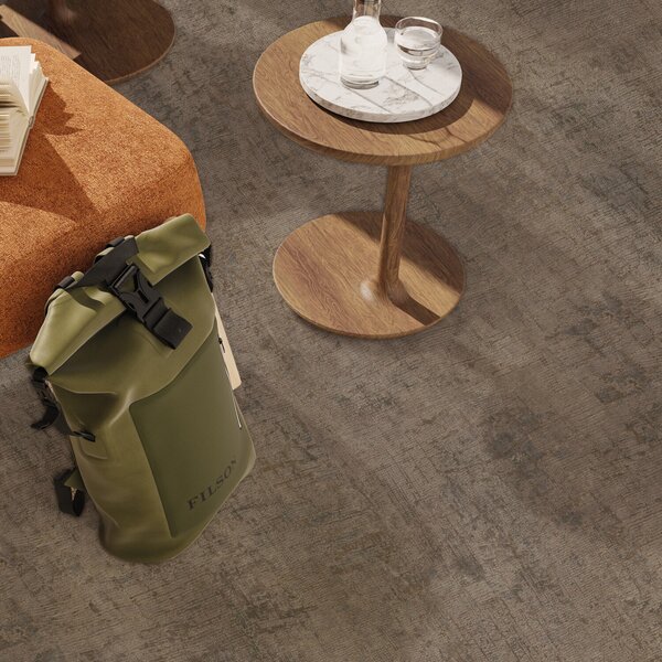Gerflor, PVC podlaha - lino AladinTex Ultra 2219 Rough chocolate, na míru, šíře 4m, hnědá, filc, chodba / předsíň