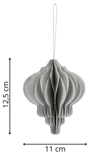 Vánoční papírové ozdoby 12,5cm šedé sada 6ks