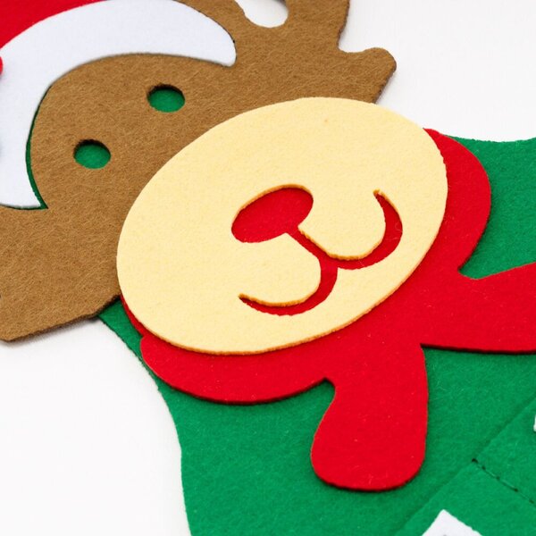 Adventní kalendář s kapsami plstěný pro děti - sob 63,5cm, vánoční dekorace