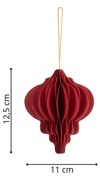 Vánoční papírové ozdoby 12,5cm červené sada 6ks