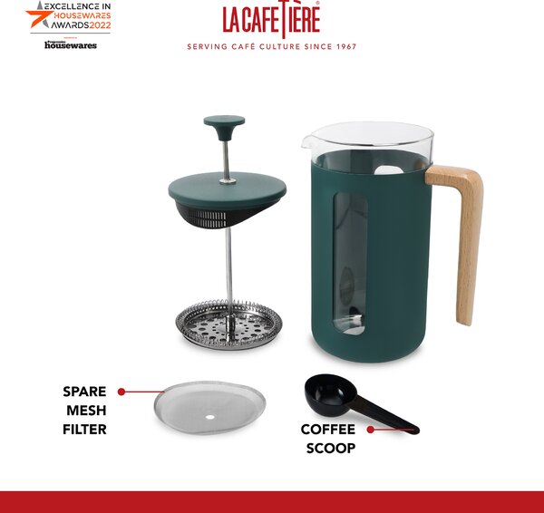 KitchenCraft French Press La Cafetiere PISA na 8 šálků, zelená LCPISA8CPGRNW