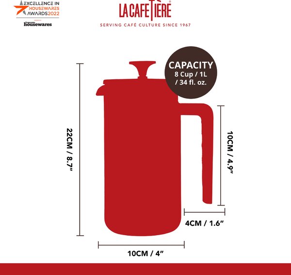 KitchenCraft French Press La Cafetiere PISA na 8 šálků, zelená LCPISA8CPGRNW