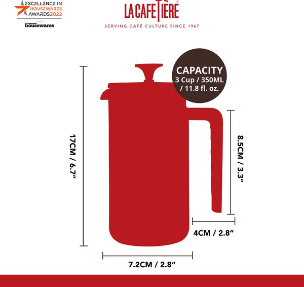 KitchenCraft French Press La Cafetiere PISA na 3 šálky, latté LCPISA3CPLATW