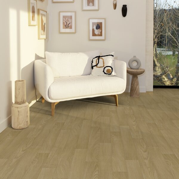 Gerflor, PVC podlaha - lino AladinTex Ultra 0636 Esterel blond, na míru, šíře 4m, hnědá, filc, chodba / předsíň