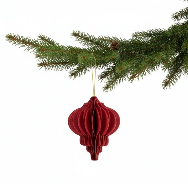 Vánoční papírové ozdoby 12,5cm červené sada 6ks