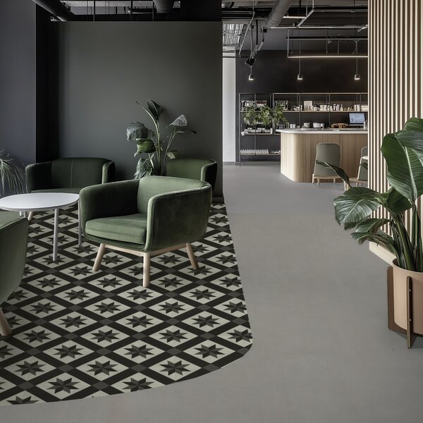 Gerflor, PVC podlaha - lino AladinTex Ultra 2226 Cordoba black/white, na míru, šíře 2m, černobílá, filc, chodba / předsíň