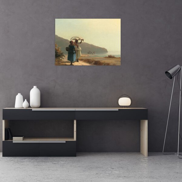 Obraz - Camille Pissarro, Two Women Chatting by the Sea, St. Thomas, reprodukce (70x50 cm)