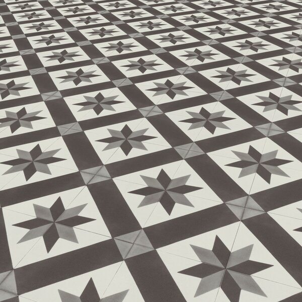Gerflor, PVC podlaha - lino AladinTex Ultra 2226 Cordoba black/white, na míru, šíře 2m, černobílá, filc, chodba / předsíň
