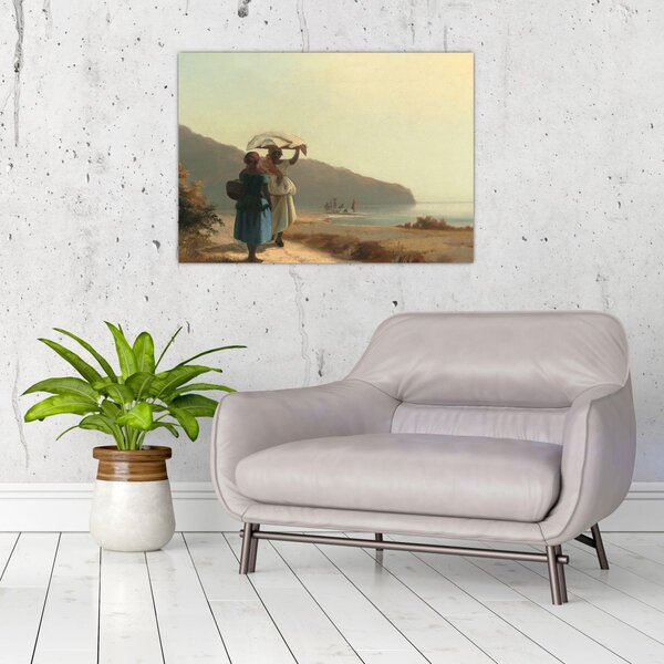 Obraz - Camille Pissarro, Two Women Chatting by the Sea, St. Thomas, reprodukce (70x50 cm)