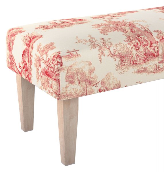Dlouhá lavička 100x40cm barva červená látka vzorované