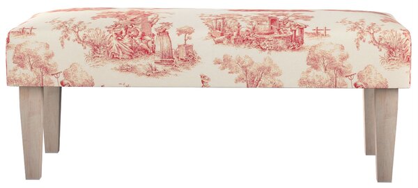 Dlouhá lavička 100x40cm barva červená látka vzorované