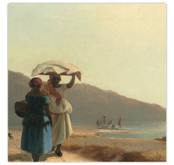 Obraz - Camille Pissarro, Two Women Chatting by the Sea, St. Thomas, reprodukce (30x30 cm)