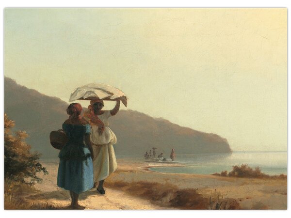 Obraz - Camille Pissarro, Two Women Chatting by the Sea, St. Thomas, reprodukce (70x50 cm)