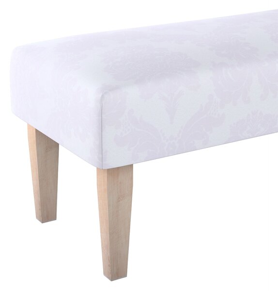 Dlouhá lavička 100x40cm barva bílá látka lesklé, pletený vzor, vzorované