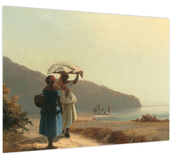 Obraz - Camille Pissarro, Two Women Chatting by the Sea, St. Thomas, reprodukce (70x50 cm)