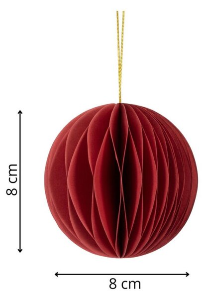 Vánoční papírové koule 8cm červené sada 6ks