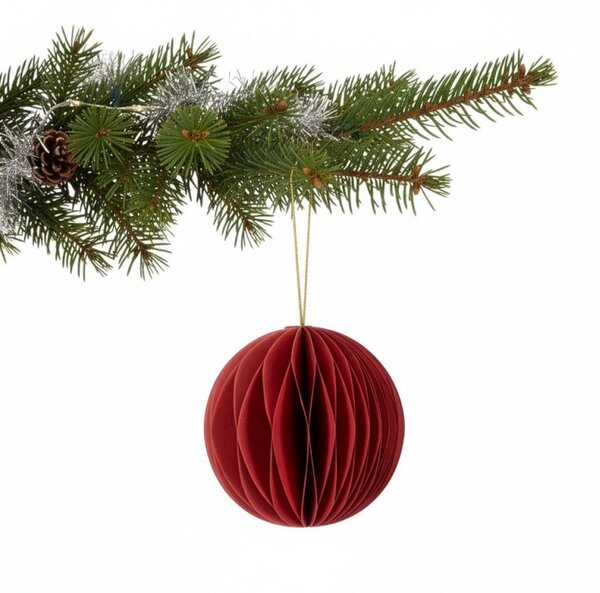 Vánoční papírové koule 8cm červené sada 6ks