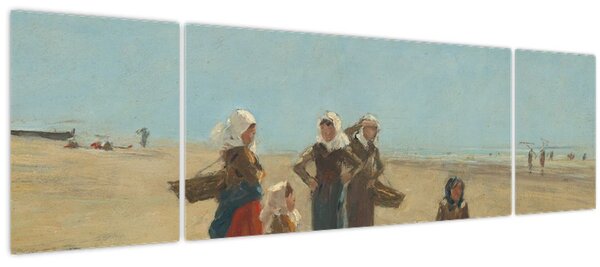 Obraz - Eugène Boudin, Women on the Beach at Berck, reprodukce (170x50 cm)