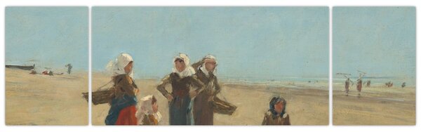 Obraz - Eugène Boudin, Women on the Beach at Berck, reprodukce (170x50 cm)