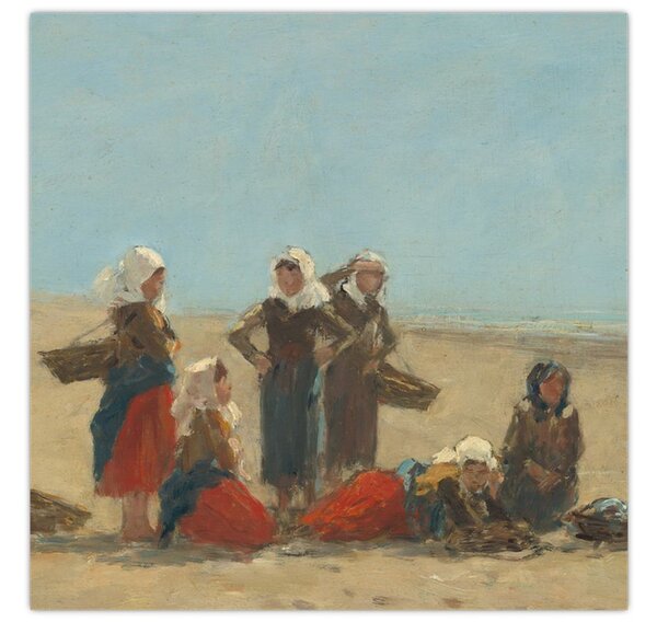 Obraz - Eugène Boudin, Women on the Beach at Berck, reprodukce (30x30 cm)