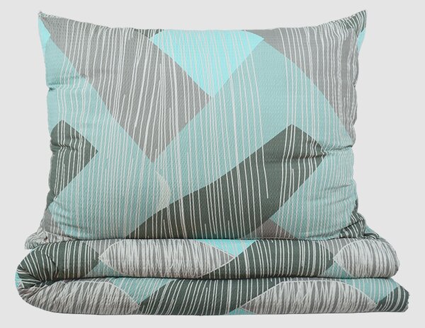 Krepové povlecení z mikrovlákna prodloužené ZERINA šedé 140x220 cm geometrické tvary;pruhy