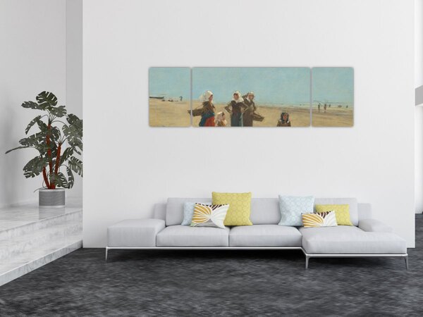 Obraz - Eugène Boudin, Women on the Beach at Berck, reprodukce (170x50 cm)