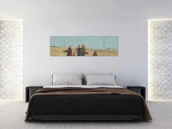 Obraz - Eugène Boudin, Women on the Beach at Berck, reprodukce (170x50 cm)