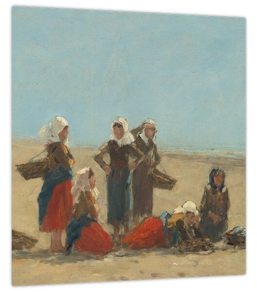 Obraz - Eugène Boudin, Women on the Beach at Berck, reprodukce (30x30 cm)