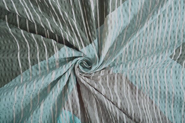 Krepové povlecení z mikrovlákna prodloužené ZERINA šedé 140x220 cm geometrické tvary;pruhy