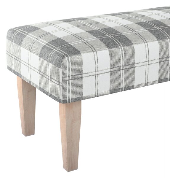 Dlouhá lavička 100x40cm barva šedá látka pletený vzor, vzorované