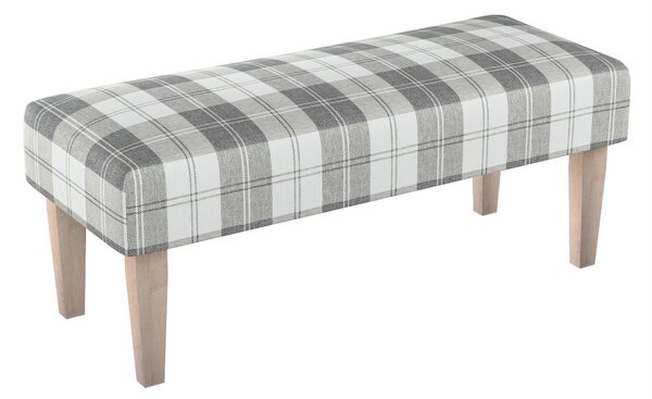 Dlouhá lavička 100x40cm barva šedá látka pletený vzor, vzorované
