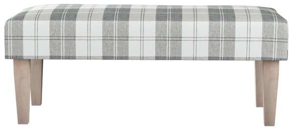 Dlouhá lavička 100x40cm barva šedá látka pletený vzor, vzorované
