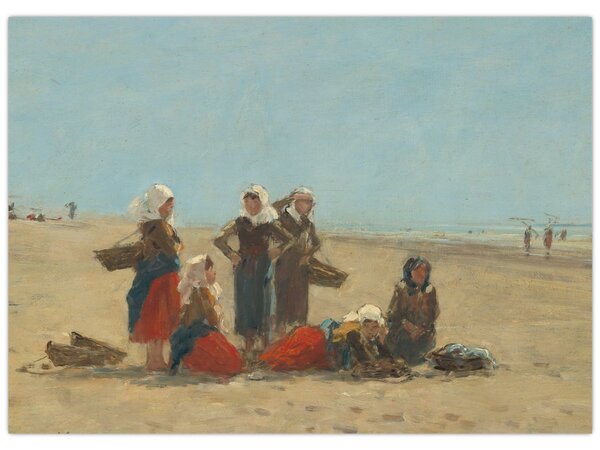 Obraz - Eugène Boudin, Women on the Beach at Berck, reprodukce (70x50 cm)
