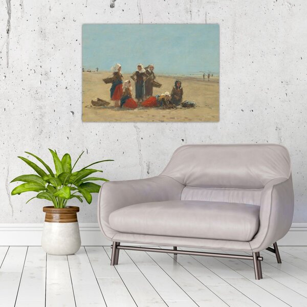 Obraz - Eugène Boudin, Women on the Beach at Berck, reprodukce (70x50 cm)
