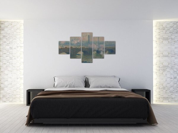 Obraz - Claude Monet, Waterloo Bridge, Gray Day, reprodukce (125x70 cm)