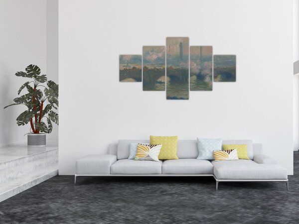 Obraz - Claude Monet, Waterloo Bridge, Gray Day, reprodukce (125x70 cm)