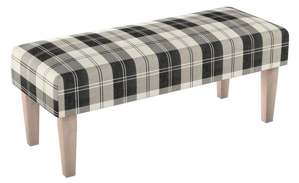 Dlouhá lavička 100x40cm barva černá látka pletený vzor, vzorované