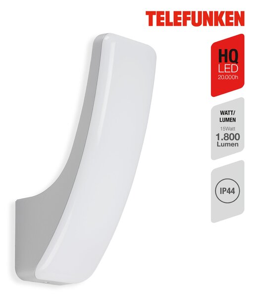 TF 311604TF TELEFUNKEN LED venkovní svítidlo 26,3 cm 15W 1800lm stříbrná - BRILONER