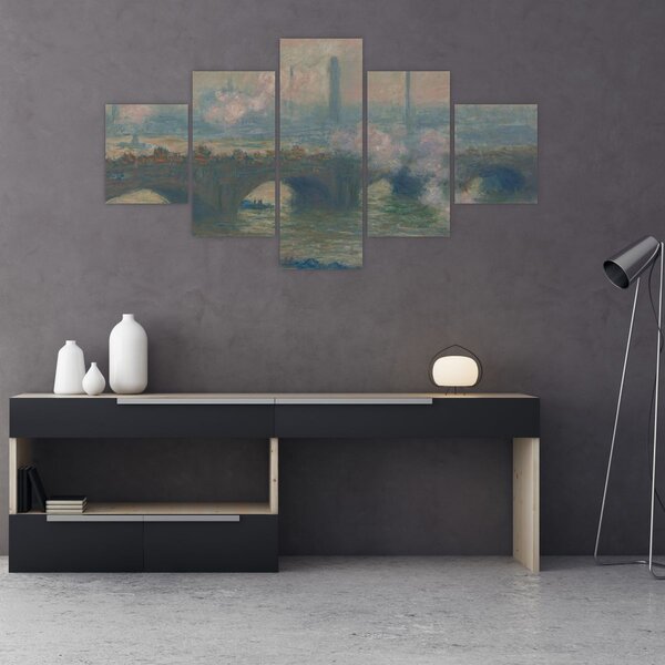 Obraz - Claude Monet, Waterloo Bridge, Gray Day, reprodukce (125x70 cm)